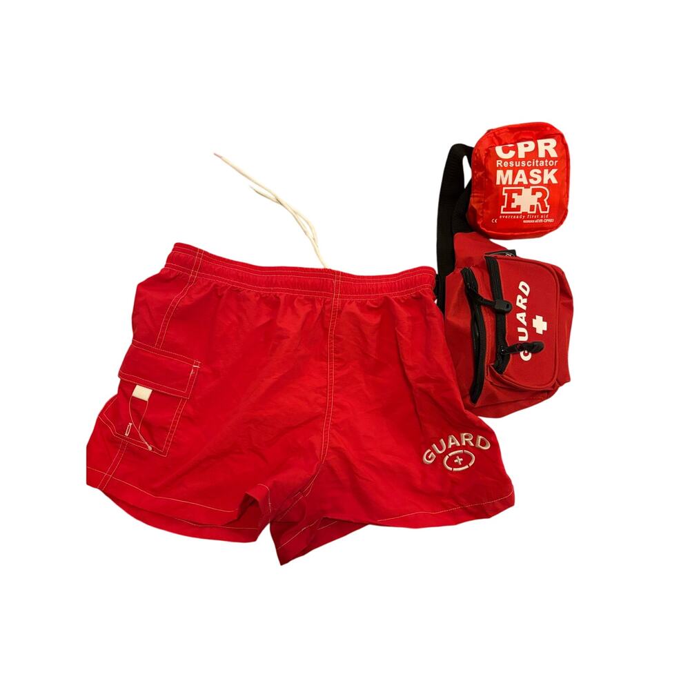 Men medium lifeguard shorts and fannypack with cpr mask